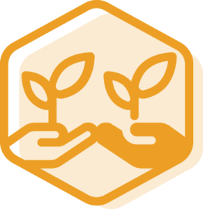 Hexagonal LEGUMINOSE icon illustrating sharing