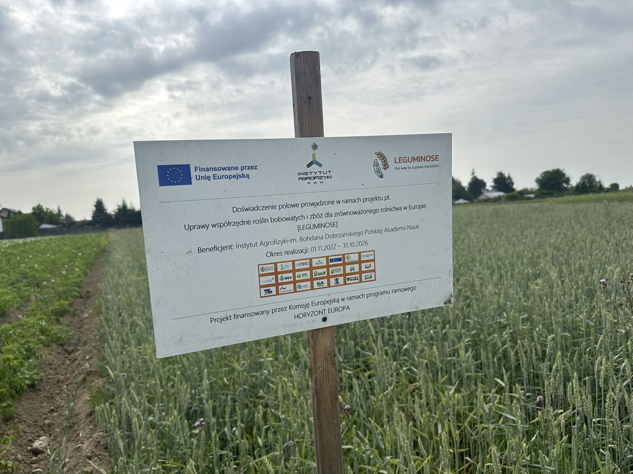 Sign on the research field in Poland