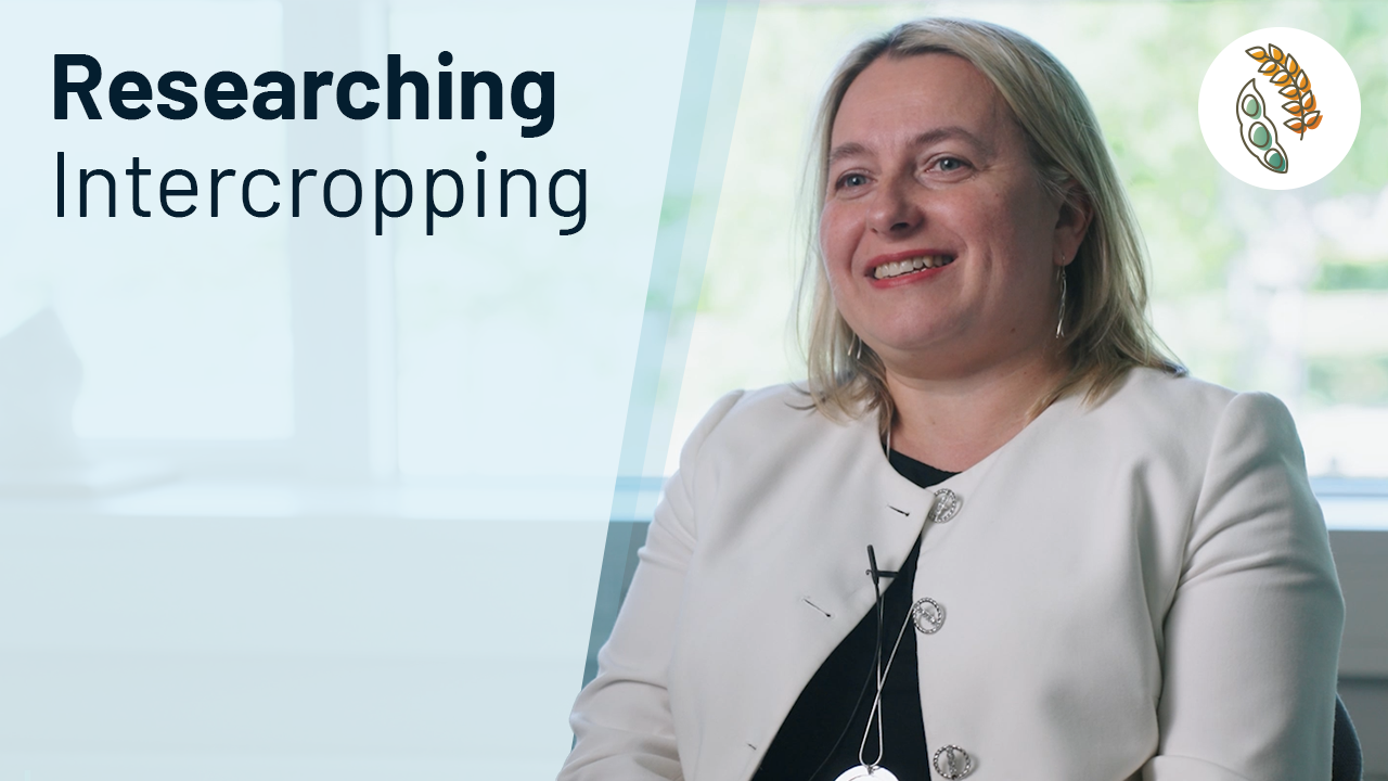 "Researching intercropping" next to a picture of Magdalena Frąc